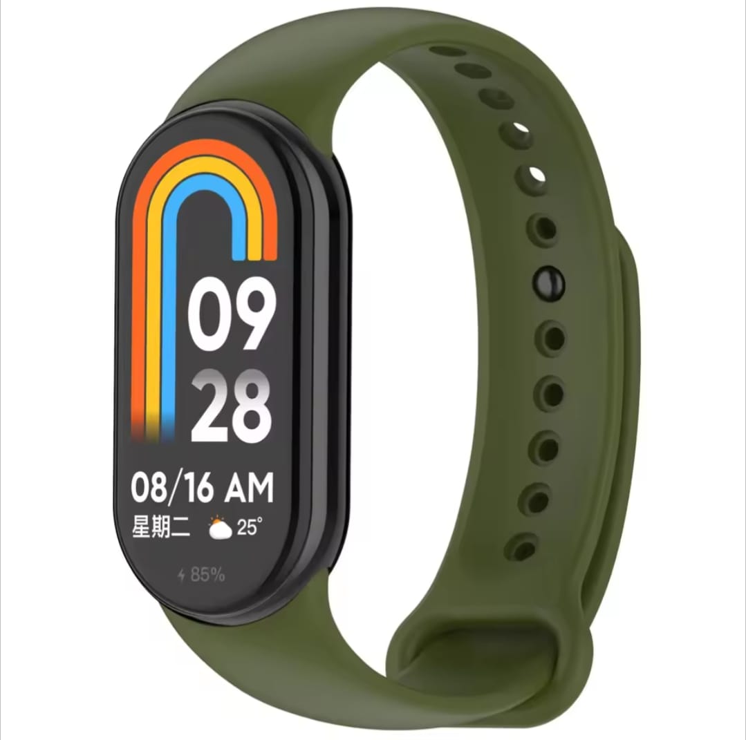 Smartwatch with a green band on a white background