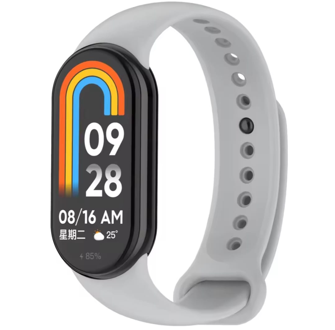 Smartwatch with a gray band on a white background