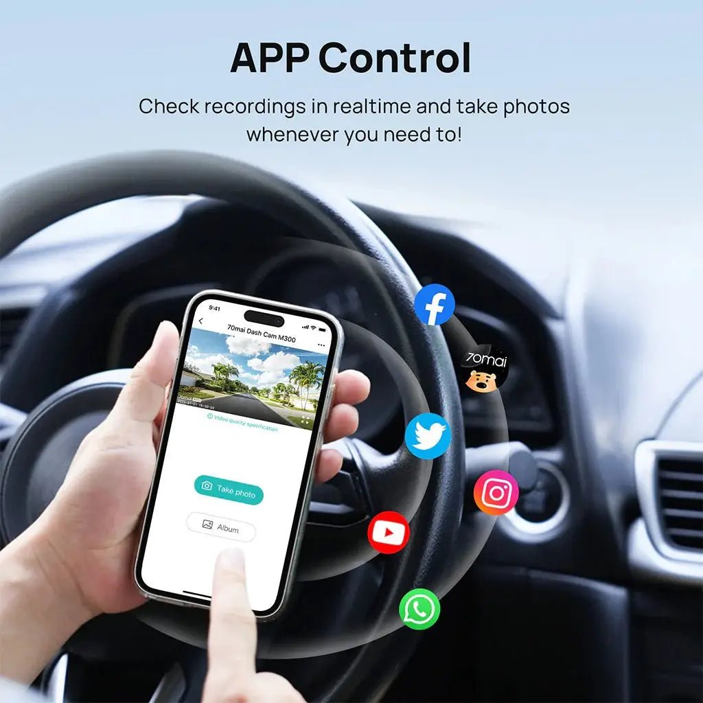 70mai Dash Cam M300 1296P HD with Built-in LED Indicator.