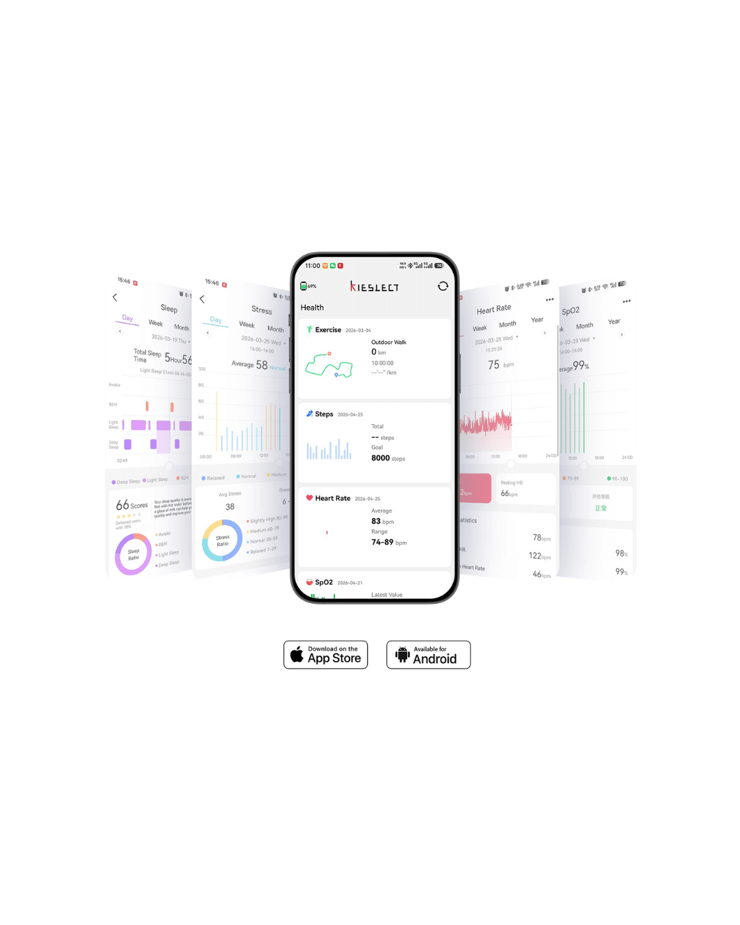 Kieslect BioKoop Health Tracker | Ultra-Light 12.9g Screen-Free Wearable | Heart Rate, HRV, SpO2 & Sleep Tracking