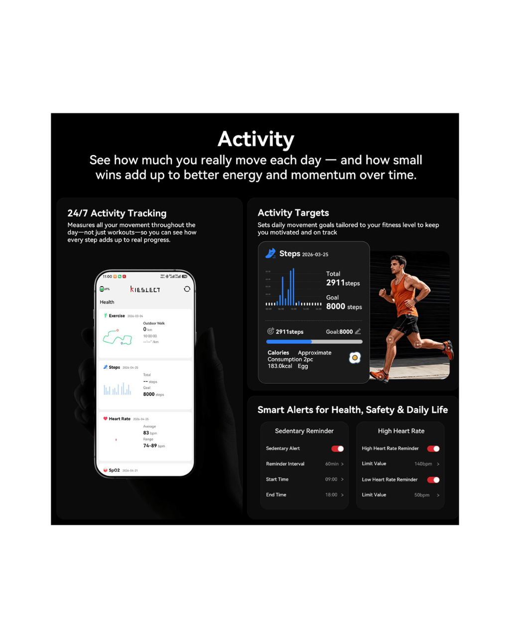 Kieslect BioKoop Health Tracker | Ultra-Light 12.9g Screen-Free Wearable | Heart Rate, HRV, SpO2 & Sleep Tracking