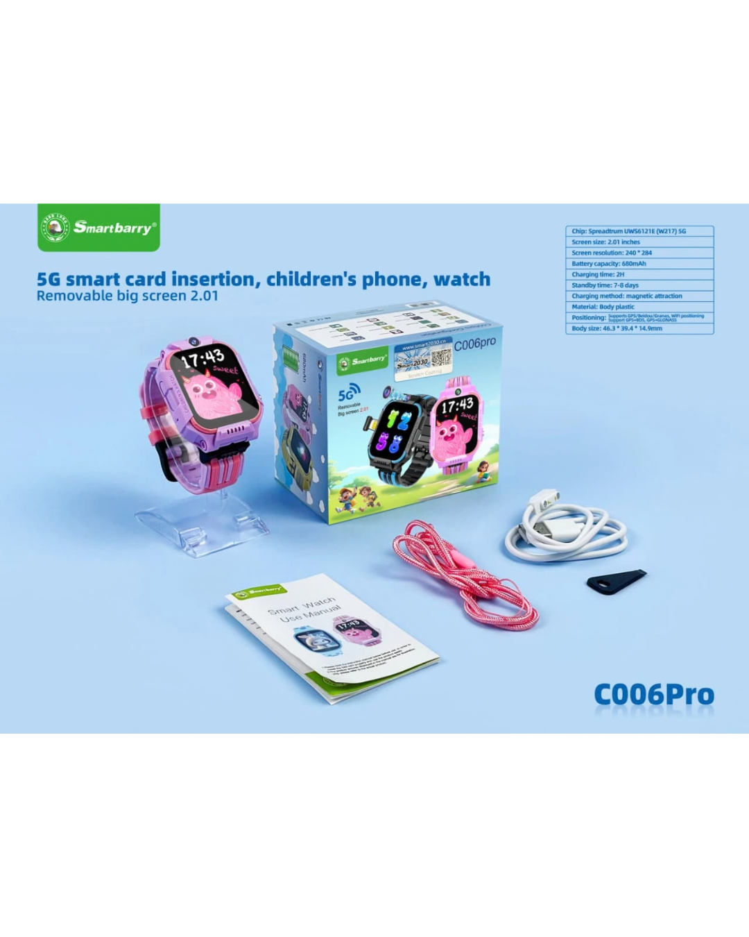 SmartBarry C006 Pro Kids Smart Watch with Camera & Video Calling
